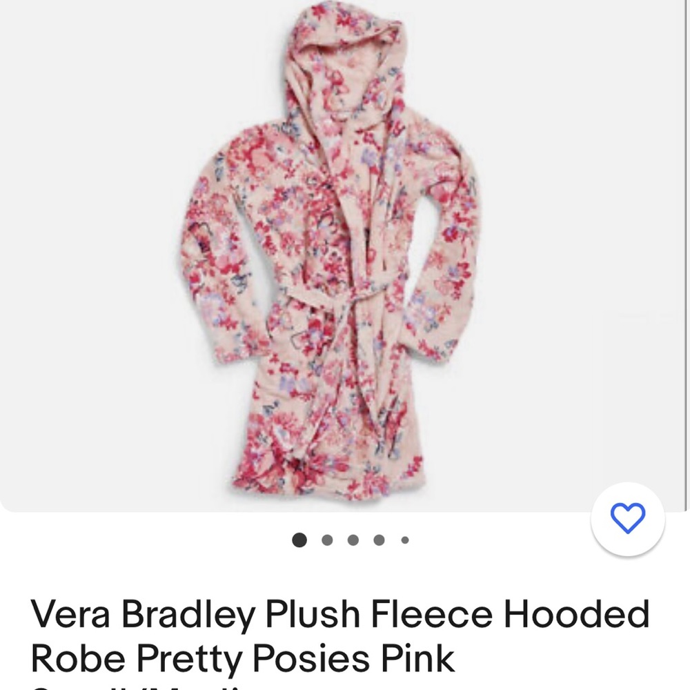 Vera Bradley Plush Fleece Robe S/M Pretty Posies Pink